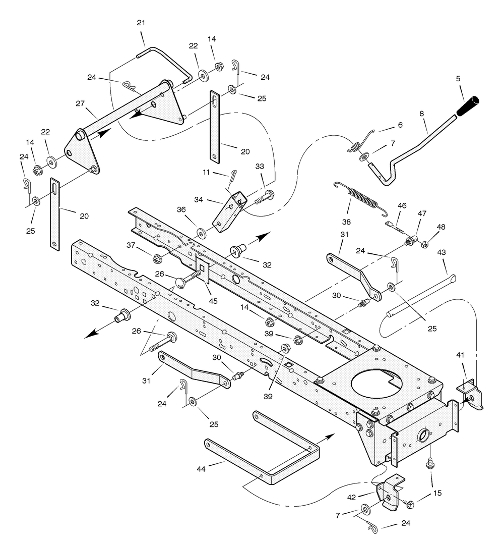 Mower Housing Suspension Diagram and Parts List for 468600X43A 2004 Briggs and Stratton Lawn Tractor